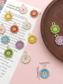 14入组/套時尚鋅合金花DIY吊墜適合女士適用於珠寶製作 - 彩色 - 查看 4