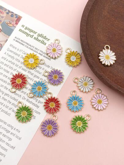 14入组/套時尚鋅合金花DIY吊墜適合女士適用於珠寶製作
