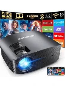 GooDee Projector 4K with WiFi and Bluetooth Supported, FHD 1080P Mini Projector for Outdoor Moives, 5G Video Projector for Home Theater Dolby Audio Zoom Portable Projector TV Stick PPT - 黑色 - 查看 1