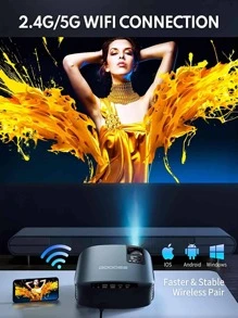 GooDee Projector 4K with WiFi and Bluetooth Supported, FHD 1080P Mini Projector for Outdoor Moives, 5G Video Projector for Home Theater Dolby Audio Zoom Portable Projector TV Stick PPT - 黑色 - 查看 4