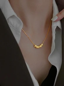1 vòng cổ trang trí hạt trang trí bằng đồng - Vàng - Xem 2