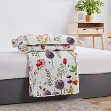 Floral Quilt Sets Reversible Countryside Bedspread Coverlets Lightweight Purple Dandelion Quilt Green Leaves Bed Cover Set for All Season,1 Quilt +2 Pillow Shams - 紫色 - 查看 7