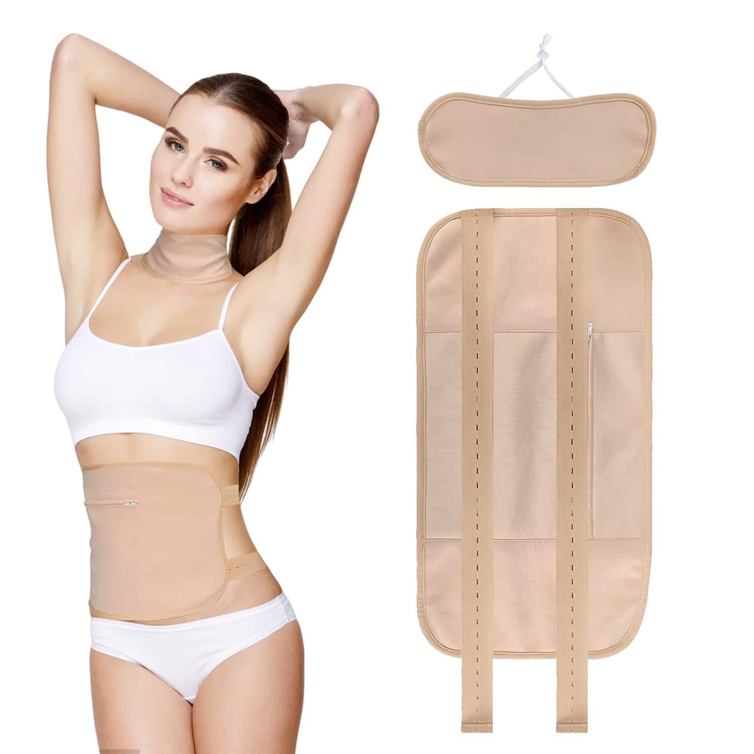 Castor Oil Pack for Liver Detox, 2 Pcs Anti Leakage Oil Castor Oil Pack Wrap Adjustable and Reusable Caster Oil Packs Kit (Oil Not Included) Khaki - Khaki - View 1