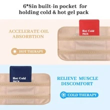 Castor Oil Pack for Liver Detox, 2 Pcs Anti Leakage Oil Castor Oil Pack Wrap Adjustable and Reusable Caster Oil Packs Kit (Oil Not Included) Khaki - Khaki - View 5