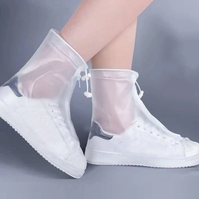 1pair White Rain Boot Cover, PVC Reusable Shoe Cover For Outdoor Insulation, Galentines, Puppy, Carnival, Spring Summer Picks, Brides Maid Gifts, Room, Bedroom Decor, Bedroom Decor, Beach, Travel, For Men, For Women, Vacation,Cute Stuff,Shoe Rack,Storage Saver,Outdoor,Garden,Travel Essential,Portable,Beach Essential,Graduation Season,Commencement,Graduation Ceremony,Graduation Gift,Graduation Present,Graduation Gift,Graduation Present,Congrats Grad,Congratulations Graduate,Valedictorian,Finish School,Graduation Party,Rain Boots / Rubber Boots / Waterproof Boots / Boot Covers / Shoe Covers Waterproof / Rain Shoe Covers / Wellies / Rain Boots/ Outdoor / Garden