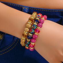 3入組/套波西米亞水鑽細節串珠手鏈適合女士日常裝飾 - 彩色 - 查看 4