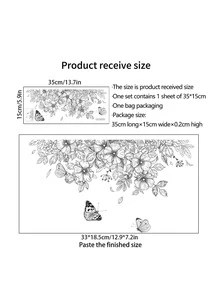 1入組蝴蝶和花卉圖案馬桶蓋PVC廁所裝飾貼紙 - 彩色 - 查看 3