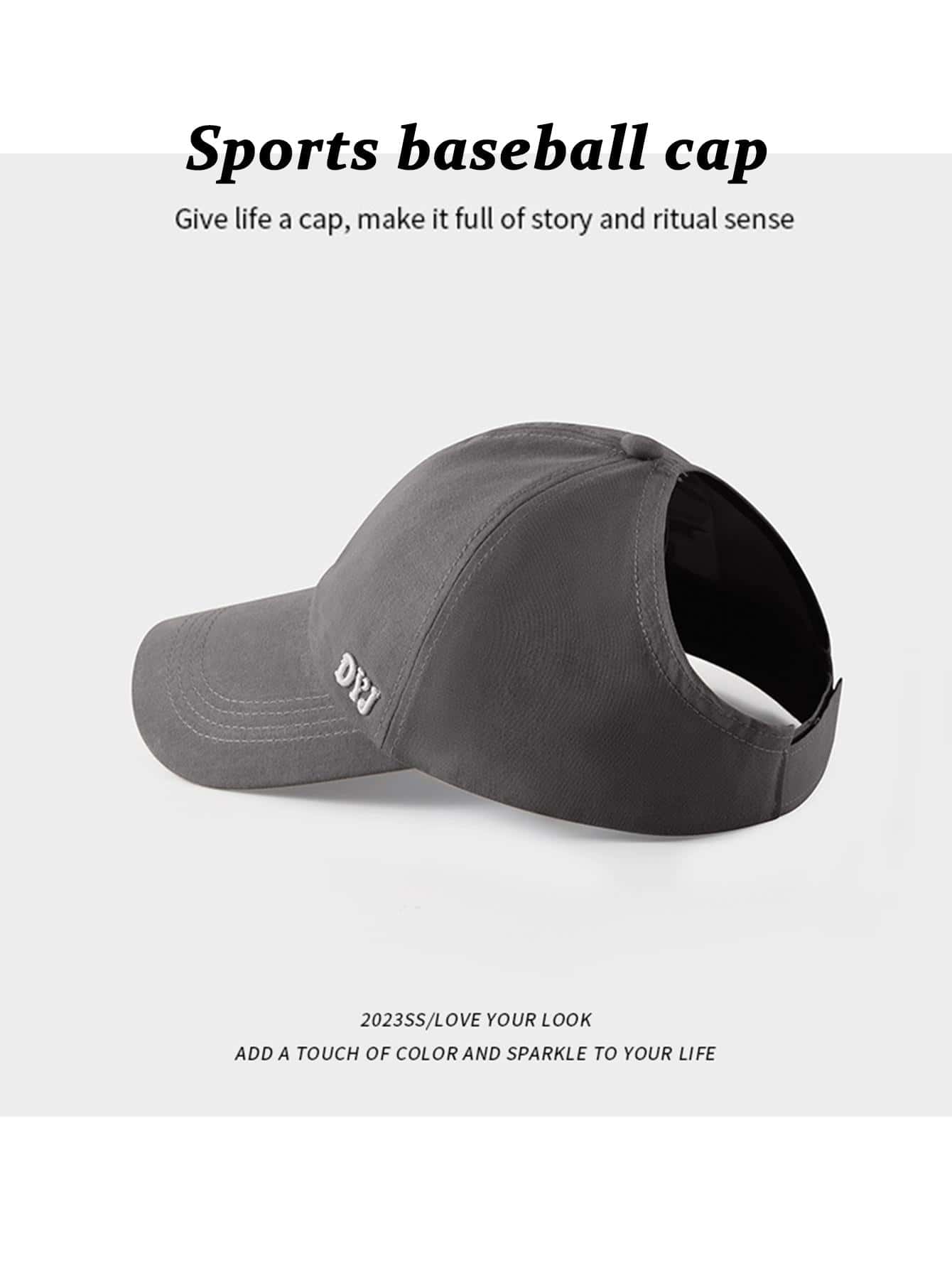 1pc Letter Embroidered Sports Baseball Cap - Grey - View 1