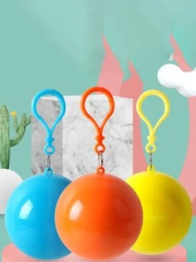 1pc Random Color Plastic Raincoat, Simple Round Ball Shaped Portable Disposable Rain Poncho Jacket For Outdoor - Blue - View 1