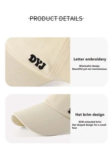 1pc Letter Embroidered Sports Baseball Cap - White - View 4