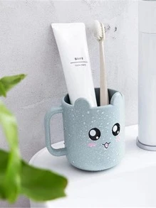 1入組卡通圖案漱口杯淡藍色可愛家用塑料浴缸杯 - 淺藍色 - 查看 1