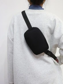 耐用跑步包防水拉鍊可調整肩帶運動聚酰胺 - 黑色 - 查看 2