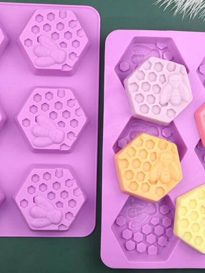 1 件硅胶模具，创意蜂巢形状紫色肥皂模具，适用于工艺品
