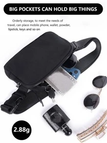 耐用跑步包防水拉鍊可調整肩帶運動聚酰胺 - 黑色 - 查看 6