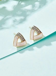 1 cặpBông tai trang trí bằng đá khối Zirconia thời trang cho phụ nữ để trang trí hàng ngày - trắng - Xem 2