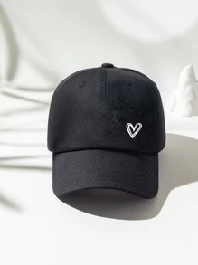 1 件女士时尚心形图案棒球帽休闲情人节 - 黑色 - 查看 3