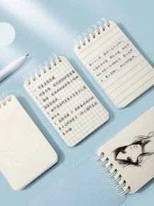 1 Sổ Ghi Chú Mini Di Động, Sổ Tay Mini Xoắn Ốc Có Thể Viết Màu Trắng Dành Cho Sinh Viên, Văn Phòng - trắng - Xem 8