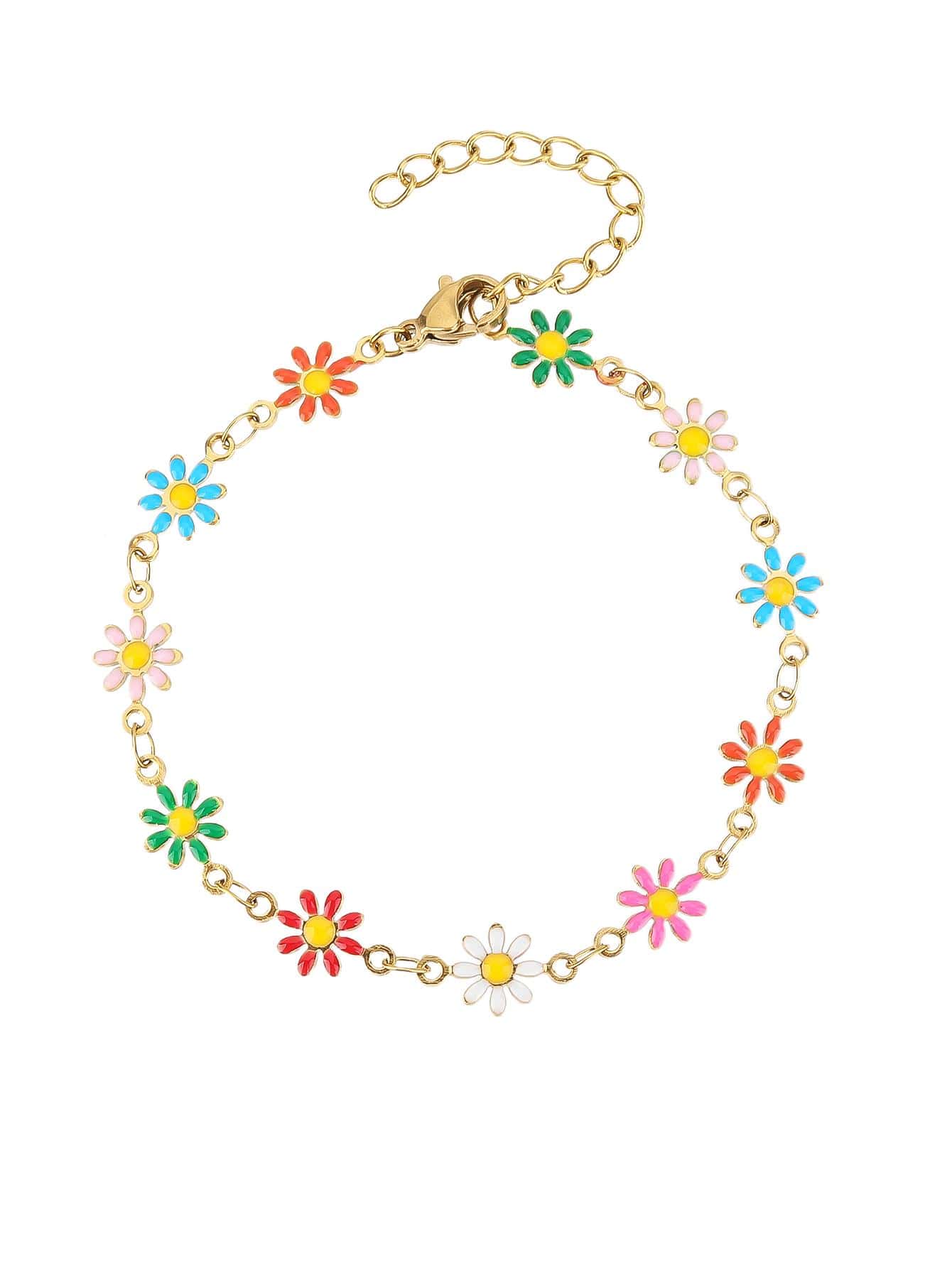 花朵裝飾手環 - 金黃色 - 查看 1