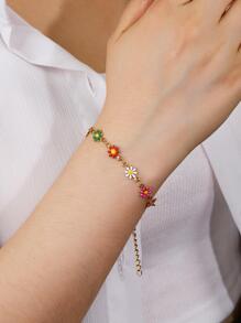 花朵裝飾手環 - 金黃色 - 查看 6