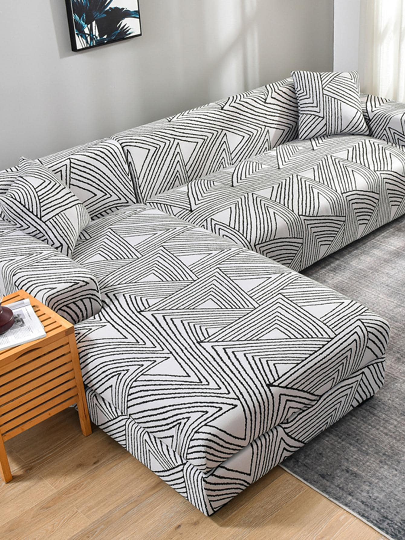1 Gói Họa Tiết Hình Học Co Giãn Sofa Có Mà Không Làm Đầy Polyester Hiện Đại Chống Bụi Sofa Có Cho Gia Đình - Nhiều màu - Xem 1