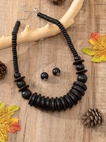 3 Cái/bộ Bohemian Hạt Gỗ Đen Trang Trí Bông Tai Giọt & Yếm Vòng Cổ Bộ Trang Sức Nữ Cho Du Lịch - Nhiều màu - Xem 2