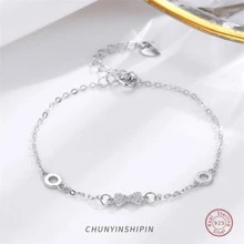 OMID 時尚方晶鋯石蝴蝶結裝飾純銀手環適合女士日常裝飾 - 手鍊 - 查看 1