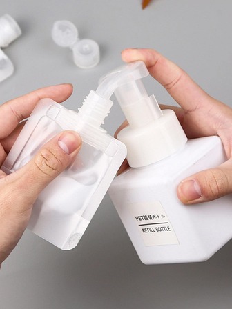 1入組字母圖形便攜式擠壓瓶旅行用透明PET一次性乳液分配器瓶