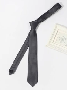 1pc Men Fashionable Solid Deep Grey Skinny Striped Versatile Necktie Suitable For Business And Daily Wear Men Necktie - Dark Grey - View 3