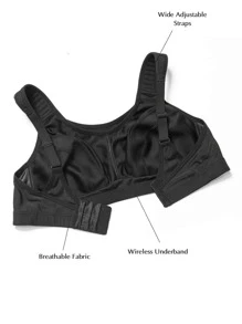 Wingslove Plus Size Seamless Comfortable Sports Bra - Black - View 6
