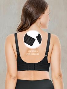 Wingslove Plus Size Seamless Comfortable Sports Bra - Black - View 2