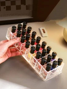 1 hộp đựng son môi trong suốt, hộp đựng đồ PS nhiều ngăn cho gia đình, cho kỳ nghỉ bãi biển, bộ sưu tập phòng tắm, bộ sưu tập phòng ngủ, dung tích lớn - Trong sáng - Xem 2