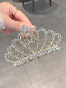 1 Nữ Kim Cương Giả Vương Miện Thiết Kế Vuốt Tóc Quyến Rũ Để Trang Trí Tóc - Vàng - Xem 3