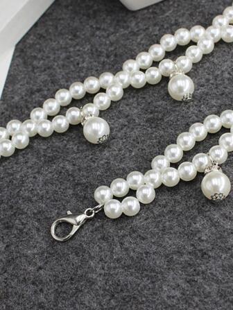 1pc Women Faux Pearl Beaded Elegant Belt For Dress Decoration Christmas Summer, School Fall, Autumn, Halloween