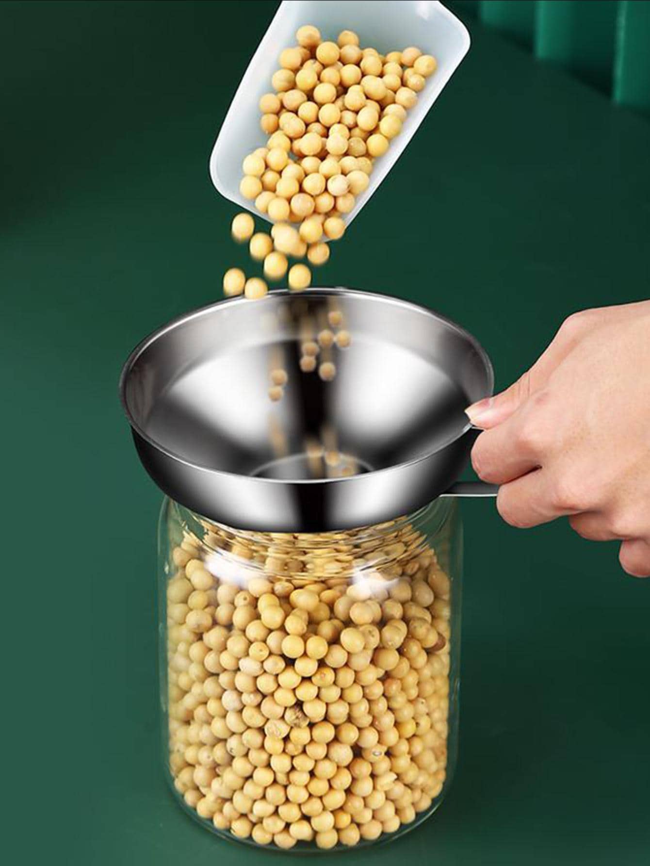 1入組不銹鋼漏斗銀色家用多功能廣口漏斗 - 銀色 - 查看 1