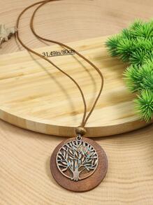 TopHanqi 1pc Bohemian Bronze Tree Decor Round Pendant Necklace For Women For Outdoor Travel - Bronze - View 6