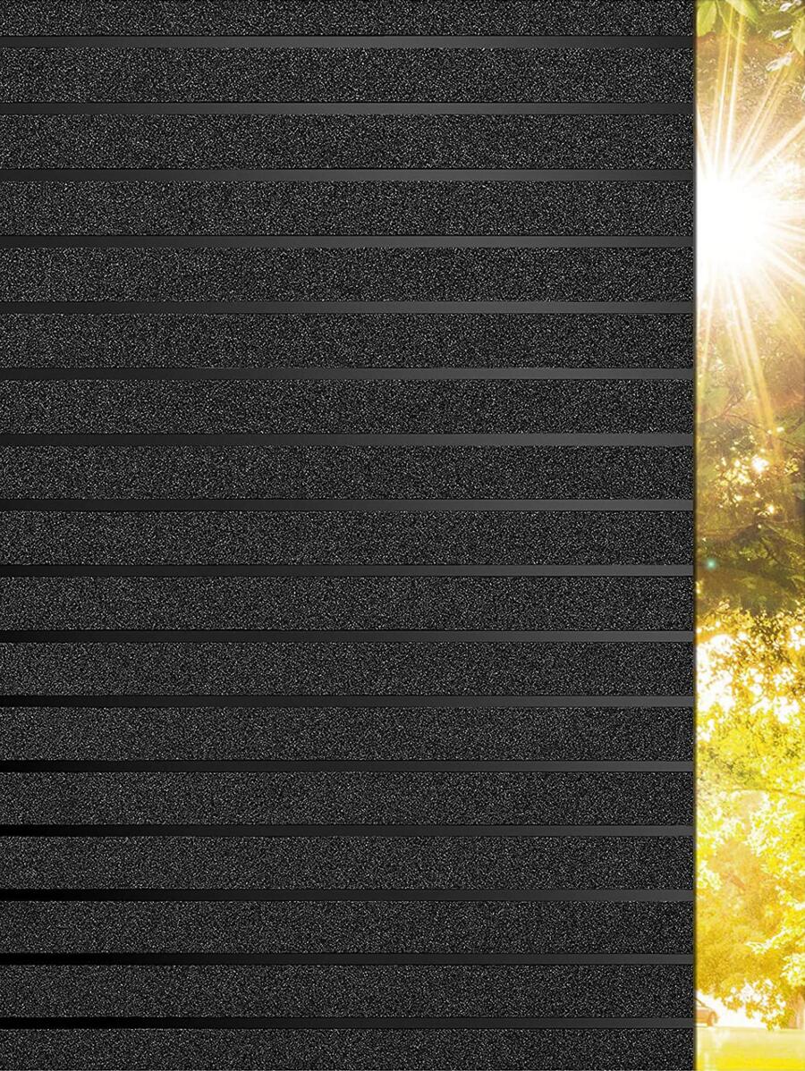 1pc Striped Pattern Window Privacy Sticker - Black - View 1