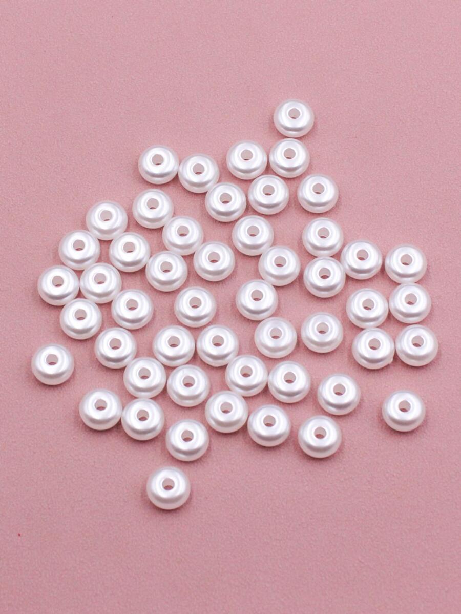 50pcs/set Simple Faux Pearl Beads For DIY Jewelry Making - White - View 1
