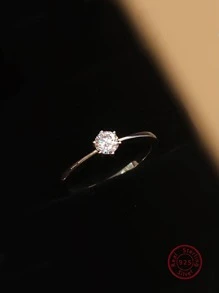 1 Máy Tính Thời Trang Đính Đá Cubic Zirconia Trang Trí Nhẫn Bạc Cho Nữ Dự Tiệc Tinh Tế Quà Tặng Ngày Lễ Tình Nhân - Bạc - Xem 1