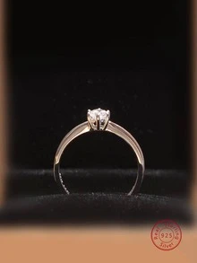 1 Máy Tính Thời Trang Đính Đá Cubic Zirconia Trang Trí Nhẫn Bạc Cho Nữ Dự Tiệc Tinh Tế Quà Tặng Ngày Lễ Tình Nhân - Bạc - Xem 2