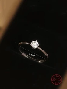 1 Máy Tính Thời Trang Đính Đá Cubic Zirconia Trang Trí Nhẫn Bạc Cho Nữ Dự Tiệc Tinh Tế Quà Tặng Ngày Lễ Tình Nhân - Bạc - Xem 3