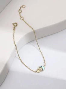 精美月亮細節銀手鏈適合女士日常裝飾 - 金色 - 查看 1