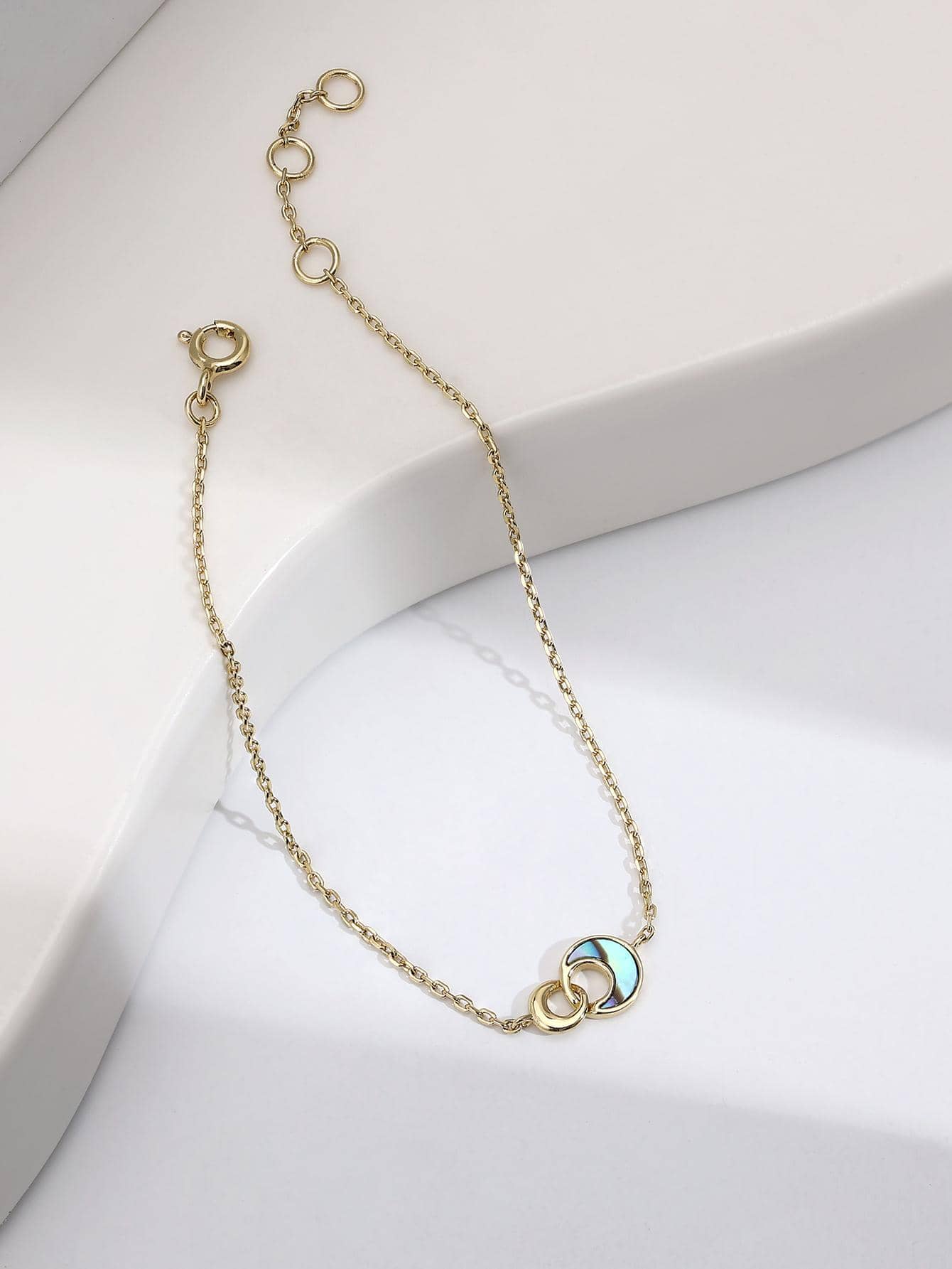 精美月亮細節銀手鏈適合女士日常裝飾 - 金色 - 查看 1