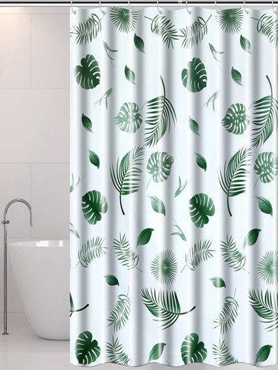 Cortina de chuveiro impermeável com estampa de folhas tropicais, 1 peça, decoração para casa e banheiro, acessórios para banheiro, volta às aulas