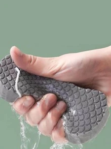1 miếng bọt biển tẩy tế bào chết phòng tắm, bàn chải cơ thể màu xám - Xám - Xem 3