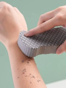 1 miếng bọt biển tẩy tế bào chết phòng tắm, bàn chải cơ thể màu xám - Xám - Xem 2