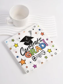 20入組字母圖案一次性餐巾白色紙質畢業派對餐巾 - 白色 - 查看 1