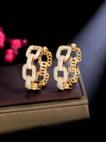 1 对迷人方晶锆石链饰环状耳环，适合女士派对，精美情人节礼物，情人节、妈妈、母亲、母亲节、礼物