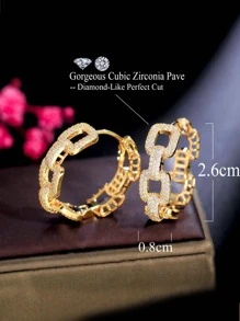 1 对迷人方晶锆石链饰环状耳环，适合女士派对，精美情人节礼物，情人节、妈妈、母亲、母亲节、礼物