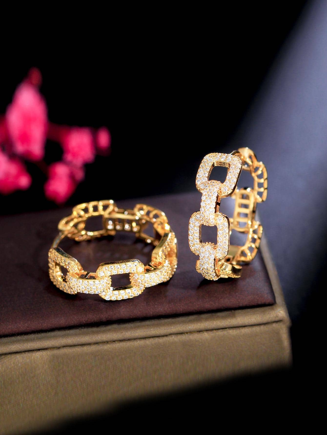 1 对迷人方晶锆石链饰环状耳环，适合女士派对，精美情人节礼物，情人节、妈妈、母亲、母亲节、礼物