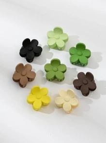 8入組3.5公分霧面彩色花狀髮夾 - 彩色 - 查看 1